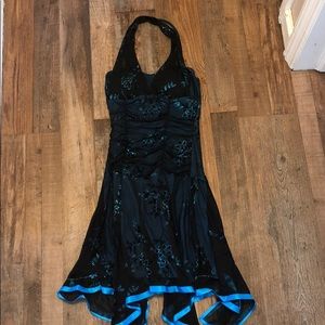 Black and blue formal dress